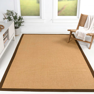 Camden Farmhouse Cottage Border Jute Area Rug